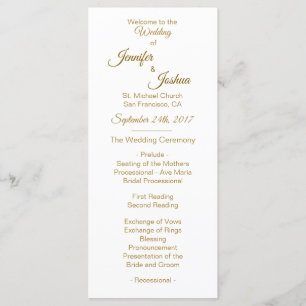 Elegant Custom White Gold Wedding Programs