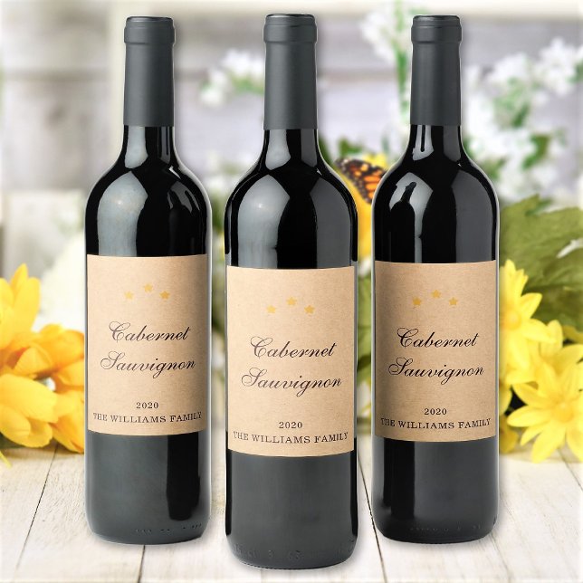 Elegant Custom Wine Variety Family Name and Year Label (Creator Uploaded)