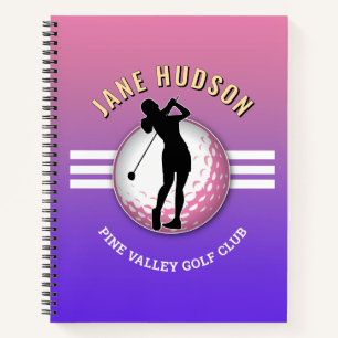 Elegant Custom Women Golfer Design Notebook
