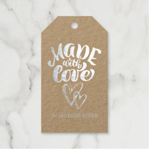 Elegant Customisable Calligraphy Made with Love Gift Tags