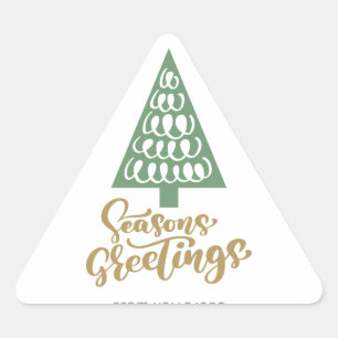 Elegant Customisable Christmas Seasons Greetings Triangle Sticker