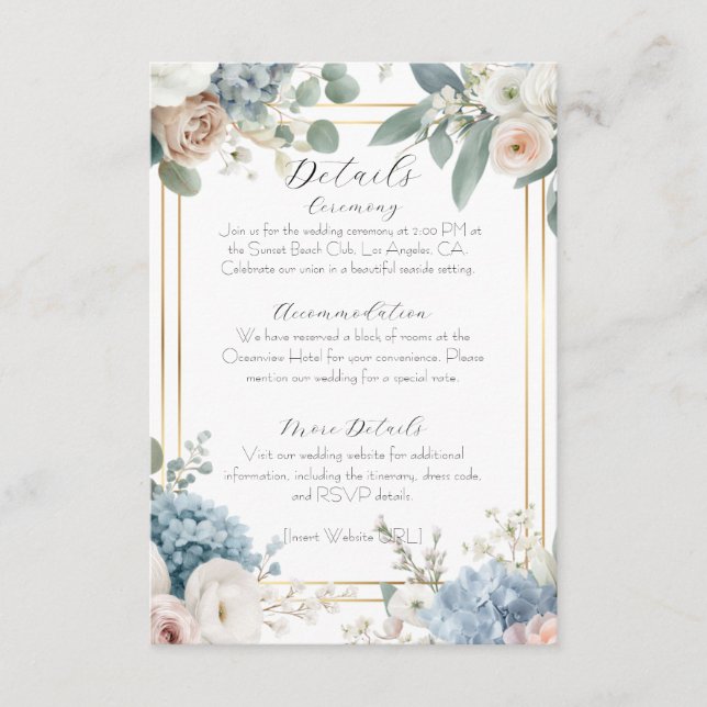 Elegant Customisable Floral Wedding Enclosure Card (Front)