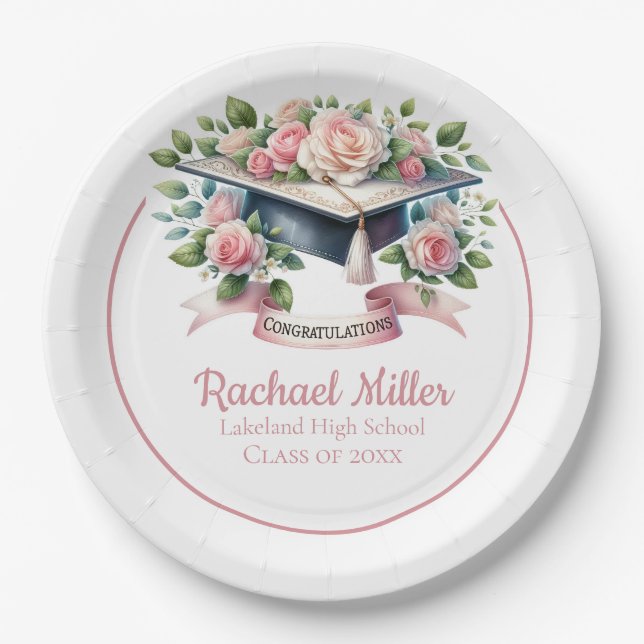Elegant Customisable Graduation Celebration Plate (Front)