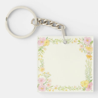 Elegant Customisable Keychain with Watercolor Flor