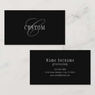 Elegant Customisable Monogram   Black Grey White Business Card