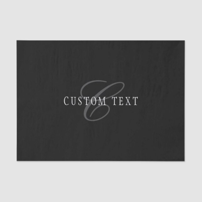 Elegant Customisable Monogram | Black Grey White Tissue Paper (Front)