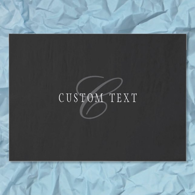 Elegant Customisable Monogram | Black Grey White Tissue Paper (Creator Uploaded)
