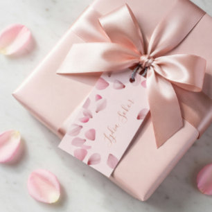 Elegant Customisable Pink Petal Gift Tags