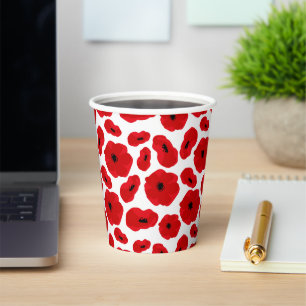 Elegant Customisable Poppy Flower Paper Cups