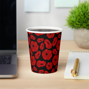 elegant customisable poppy flower paper cups