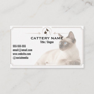 Elegant Customisable Siamese Cattery Business Card