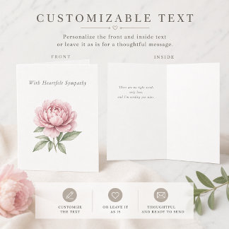 Elegant Customisable Sympathy Card with Peony