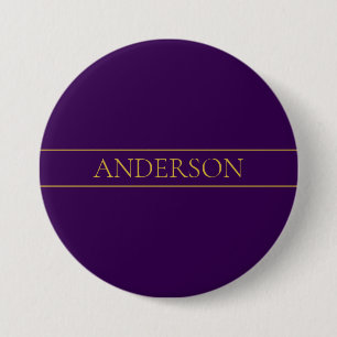Elegant Customisable Text Gold & Deep Purple 7.5 Cm Round Badge