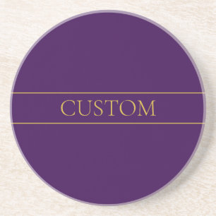 Elegant Customisable Text Gold & Deep Purple Coaster