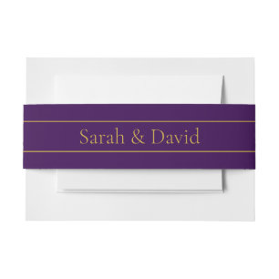 Elegant Customisable Text Gold & Deep Purple Invitation Belly Band