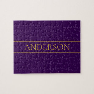Elegant Customisable Text   Gold & Deep Purple Jigsaw Puzzle