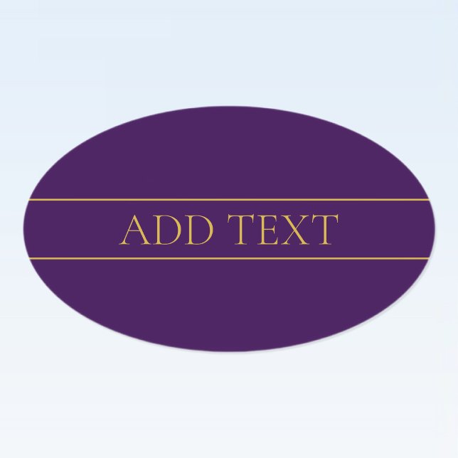 Elegant Customisable Text | Gold & Deep Purple Oval Sticker (Creator Uploaded)