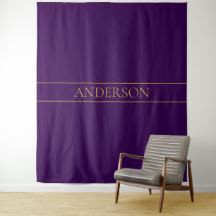 Elegant Customisable Text   Gold & Deep Purple Tapestry