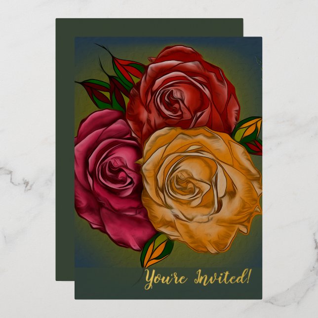 Elegant Customisable Warm Painted Roses (Front/Back)