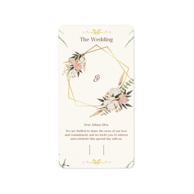  Elegant Customisable Wedding Invitation Template  Label (Front)