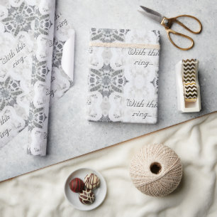 Elegant Customisable White Lace Wedding Wrapping Paper