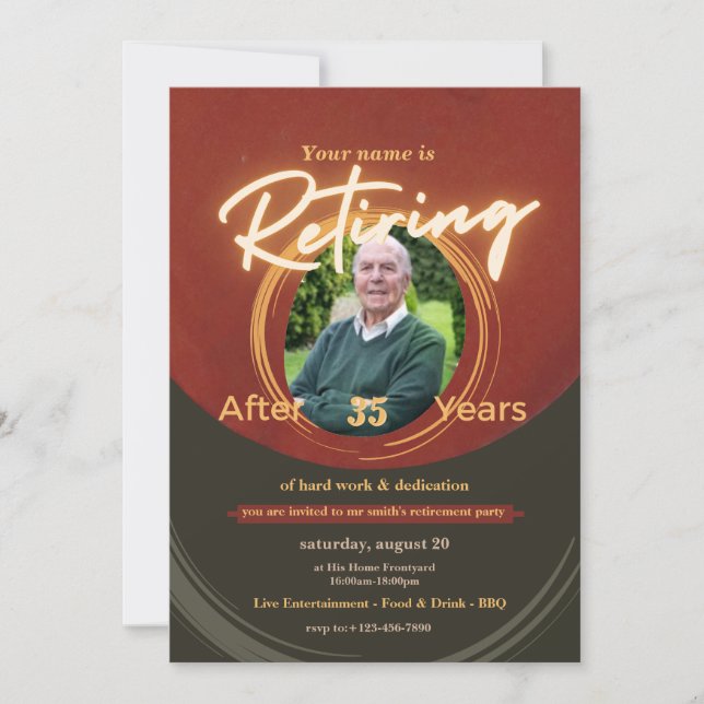Elegant Customisable zazzle retirement invitations (Front)