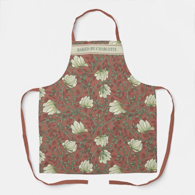 Elegant Customised Baked By Floral Pattern Apron (Front)