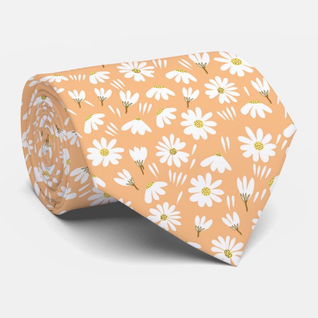 Elegant Customised Chamomile Floral  Tie (Rolled)