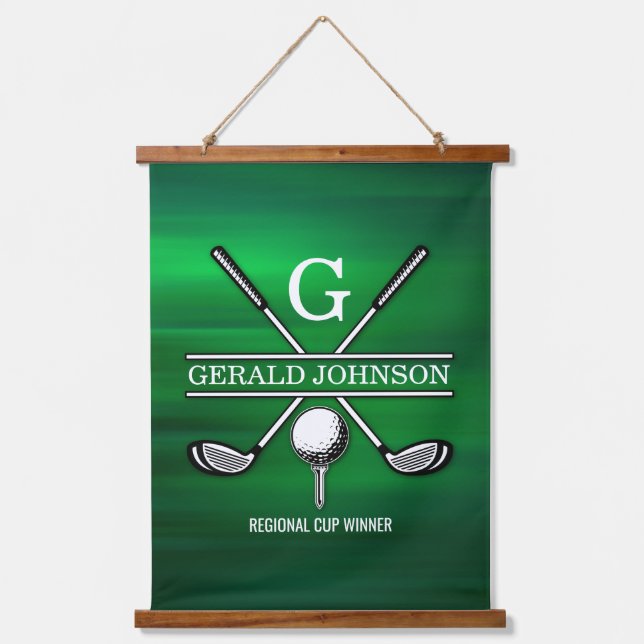 Elegant Customised Golf Monogram Design Hanging Tapestry (Front)