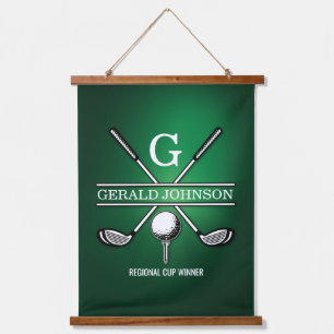 Elegant Customised Golf Monogram Design Hanging Tapestry
