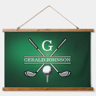Elegant Customised Golf Monogram Design Hanging Tapestry