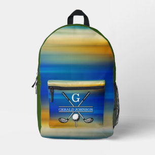 Elegant Customised Golf Monogram Design Printed Backpack