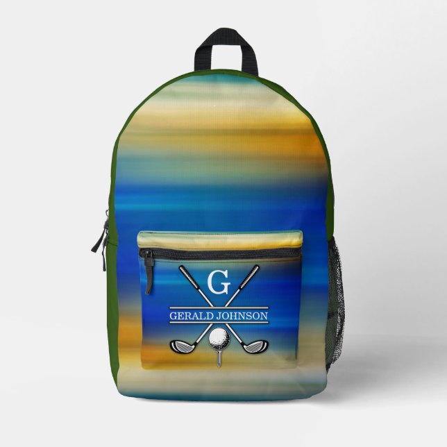 Elegant Customised Golf Monogram Design Printed Backpack (Front)