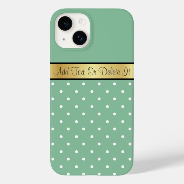 Elegant Customised Mint Green and White Polka Dot Case-Mate iPhone Case (Back)