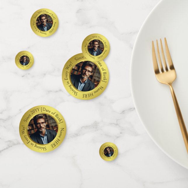 Elegant Customised Photo All-Occasion Shining Gold Confetti (Group)