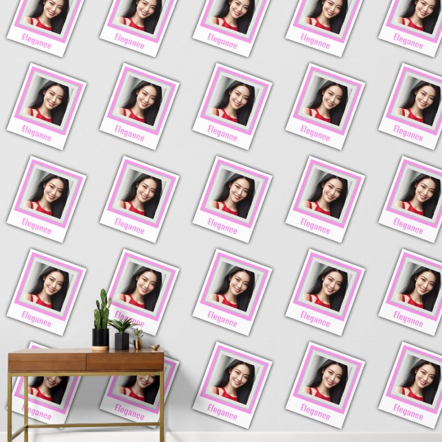 Elegant Customised Photo Pink Pattern Wallpaper (Hallway)
