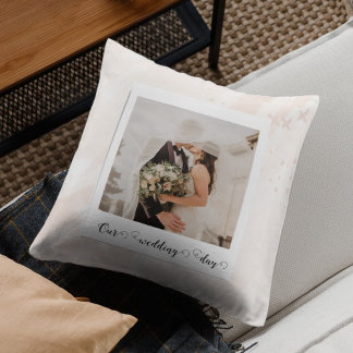 Elegant Customised Wedding Photo Throw Pillow