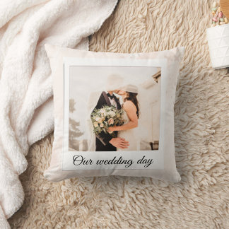 Elegant Customised Wedding Photo Throw Pillow