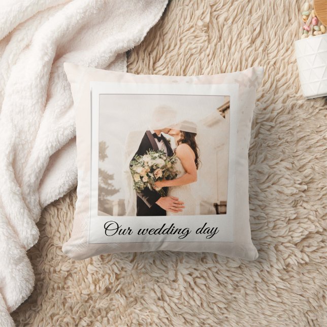 Elegant Customised Wedding Photo Throw Pillow (Creator Uploaded)
