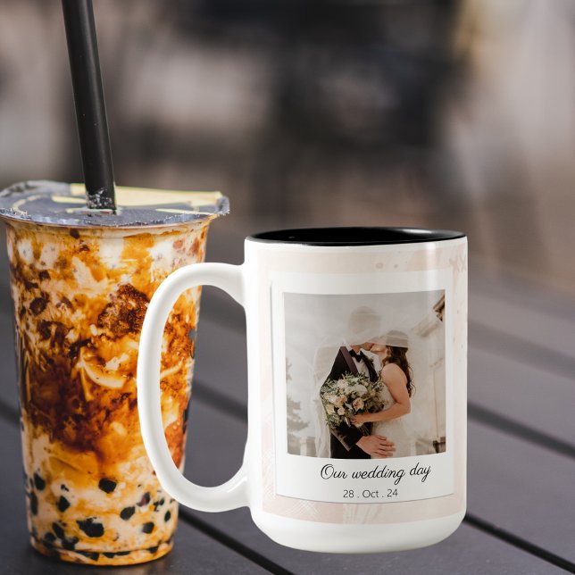 Elegant Customised Wedding Photo  Two-Tone Coffee Mug (Creator Uploaded)