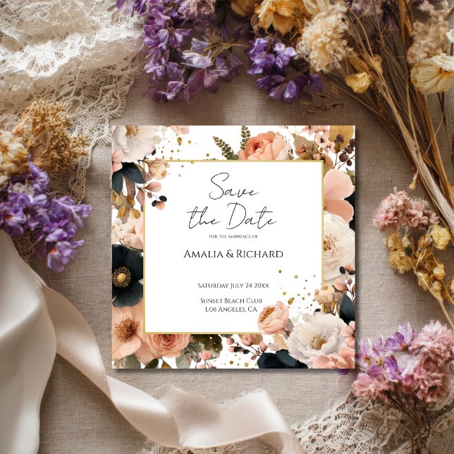 Elegant Customizable Floral Save the Date Card (Creator Uploaded)