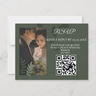 Elegant customizable olive green wedding  RSVP card