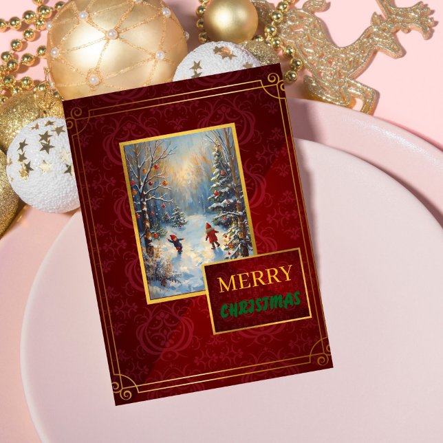  Elegant Customizable Photo Red & Gold Christmas Holiday Card (Creator Uploaded)