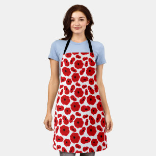 Elegant Customizable Poppy Flower Apron
