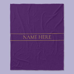 Elegant Customizable Text   Gold & Deep Purple Fleece Blanket