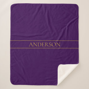 Elegant Customizable Text   Gold & Deep Purple Sherpa Blanket