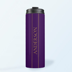 Elegant Customizable Text   Gold & Deep Purple Thermal Tumbler