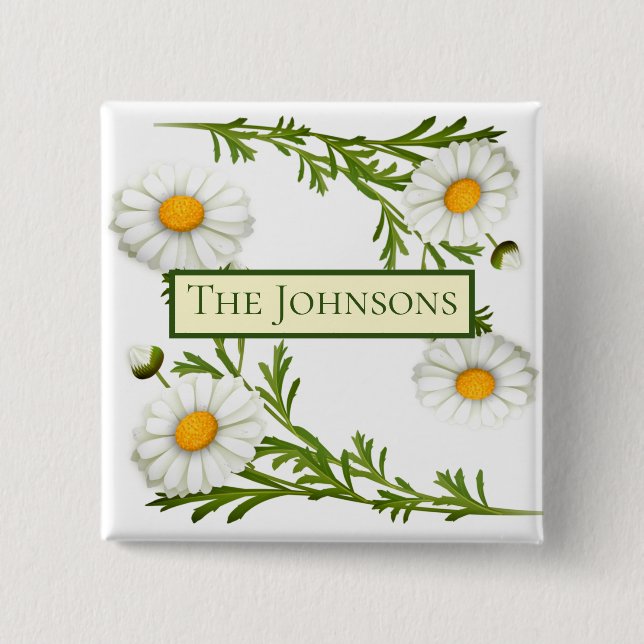 Elegant Cut Daisies 15 Cm Square Badge (Front)