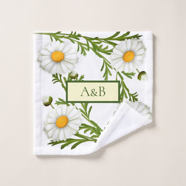 Elegant Cut Daisies Bath Towel Set (Wash Cloth)