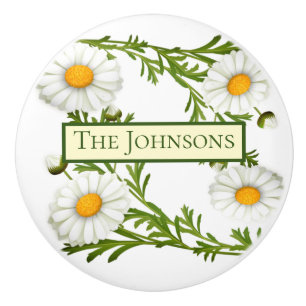 Elegant Cut Daisies Ceramic Knob